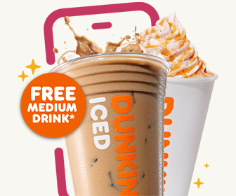 Get a Free Medium Drink with Dunkin’ Rewards